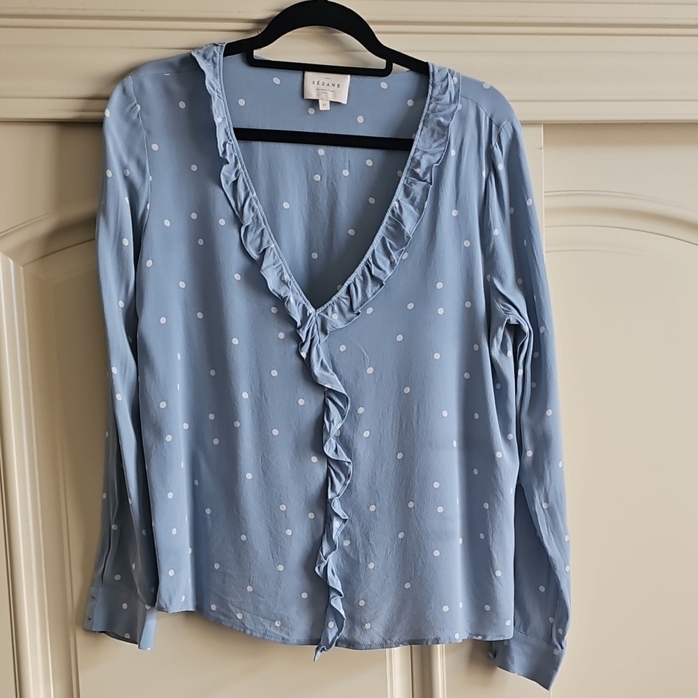 Sezane Silk Polka Dot Blouse EU 42
